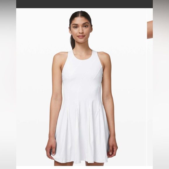 LULULEMON Court Crush Tennis Bra Top Racerback Dress White 4 - Picture 1 of 7